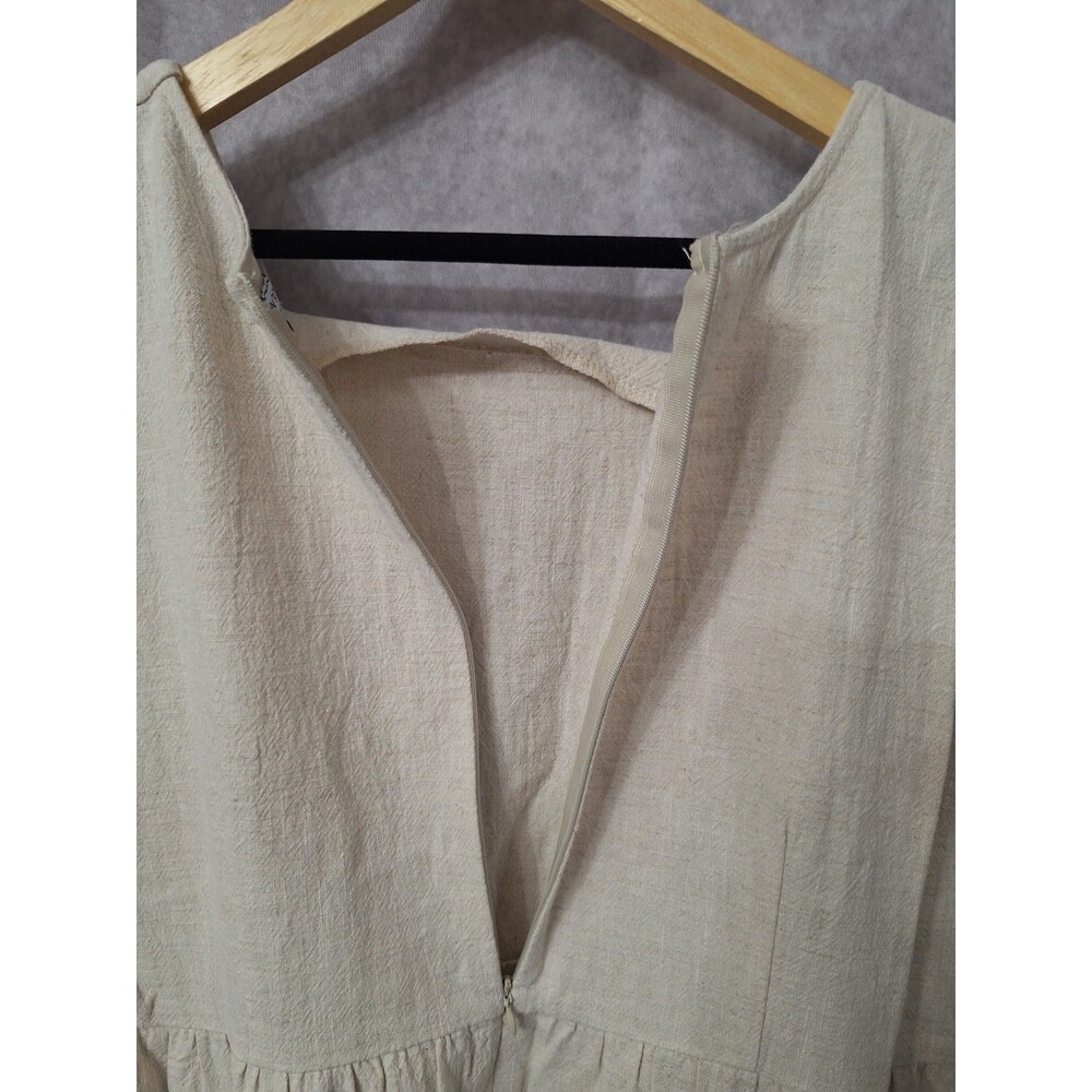 Women's Cream Midi Dress with Ruffle Hem - Picture 11 of 11